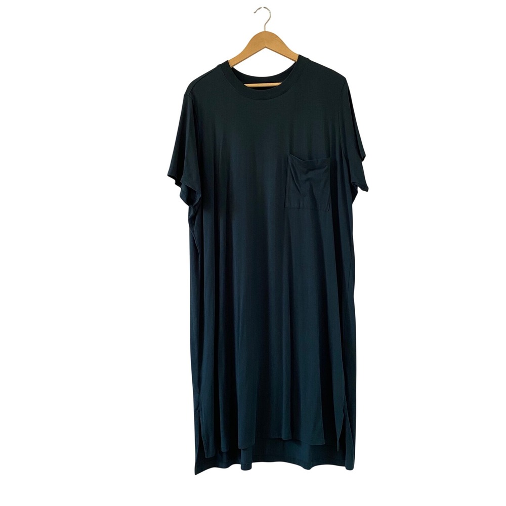 Universal Standard Women Green Pima Cotton Modal T-Shirt Dress Pockets Size M